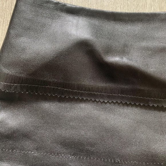 Cache Genuine Leather Pencil Skirt Side Zip Fuzzy Trim Black Size 0 - Picture 4 of 9